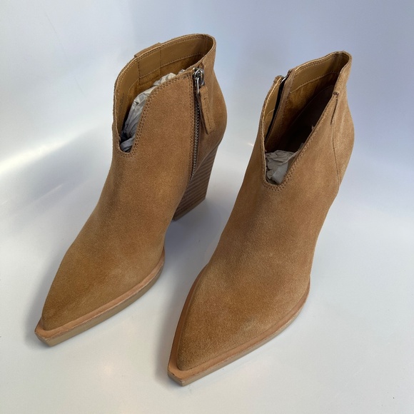 Dolce Vita Pointed Toe Tan Suede Leather Block Heel Size 6M - Picture 2 of 14